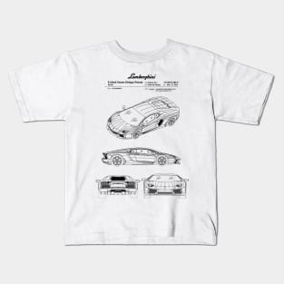 Lamborghini Aventador Patent Black Kids T-Shirt